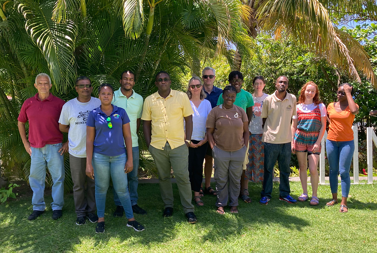 Group photo of participants at invasive non-native species workshop in Montserrat