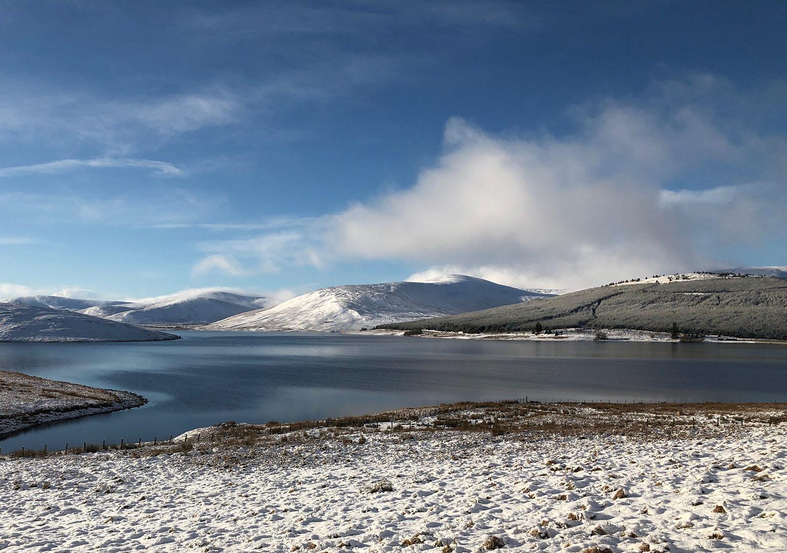 Upland reservoir in the winter
