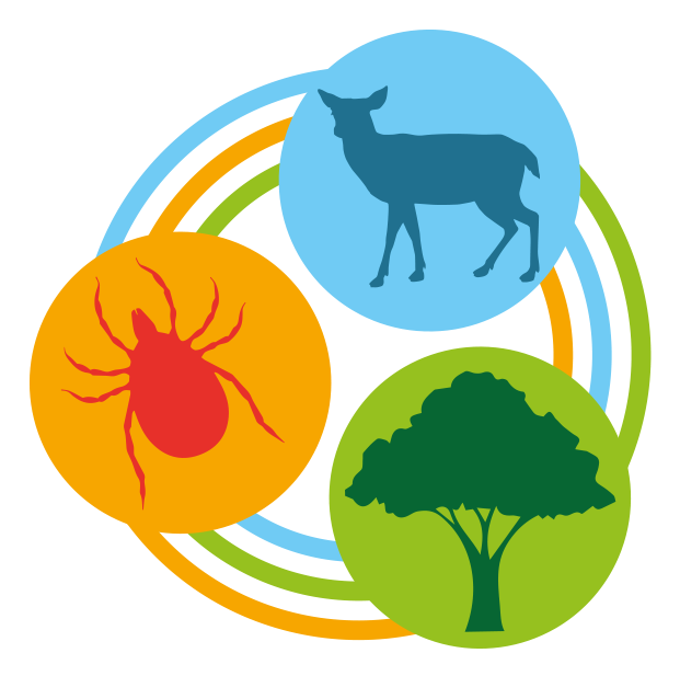 Logo showing illustrations of livestock, tree and tick linked together