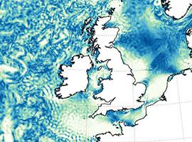 Map showing sea around UK and Ireland
