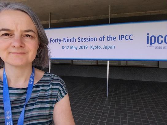 Amanda Thomson at the entrance to IPCC-49