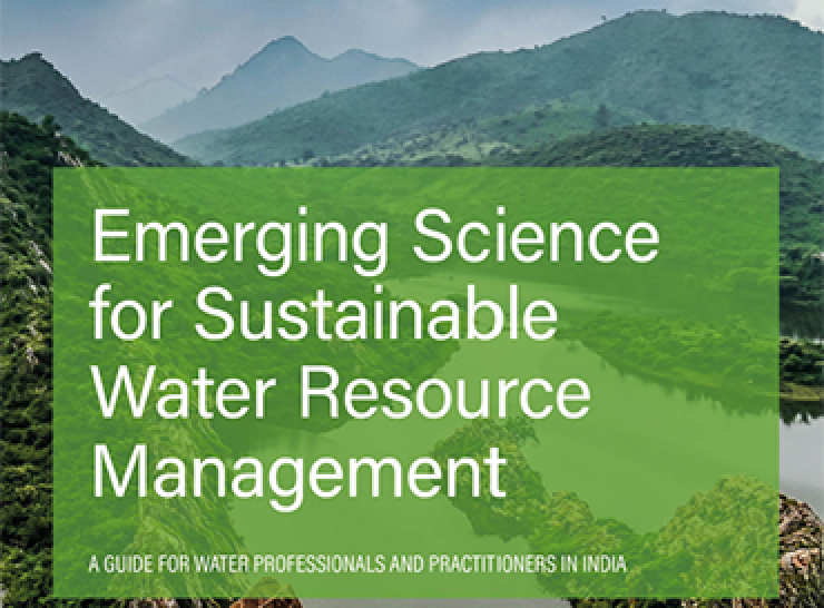 Book title Emerging science for sustainable water resource mangement over a photo of forested hills