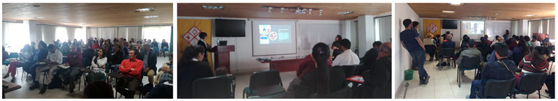 Groups of people in a meeting room