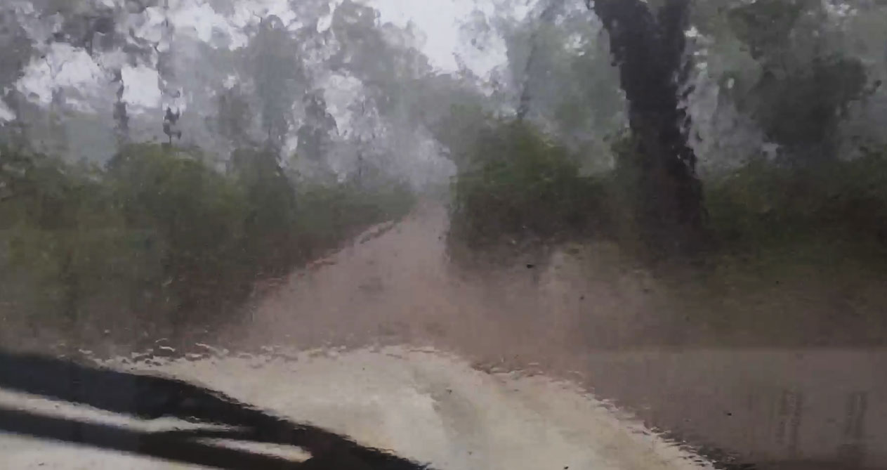 Heavy rain on a windscreen