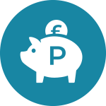 Icon of piggy bank and pound sterling sign