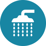 Illustration of water spray from a shower