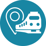 Icon of train and map pin