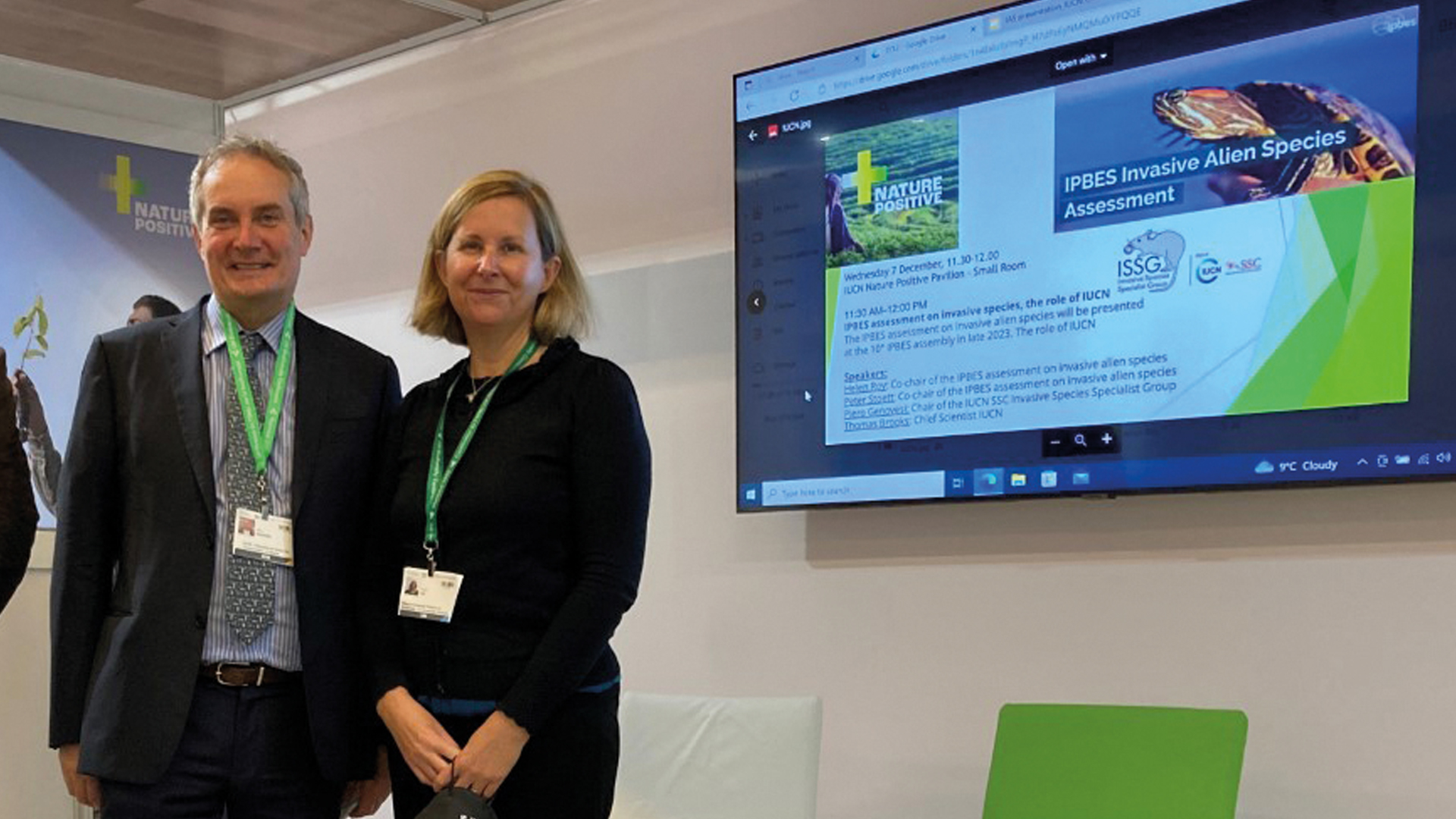 Professor Helen Roy and Dr Piero Genovesi, Head of Wildlife Service, ISPRA, at COP15, Montreal, Canada