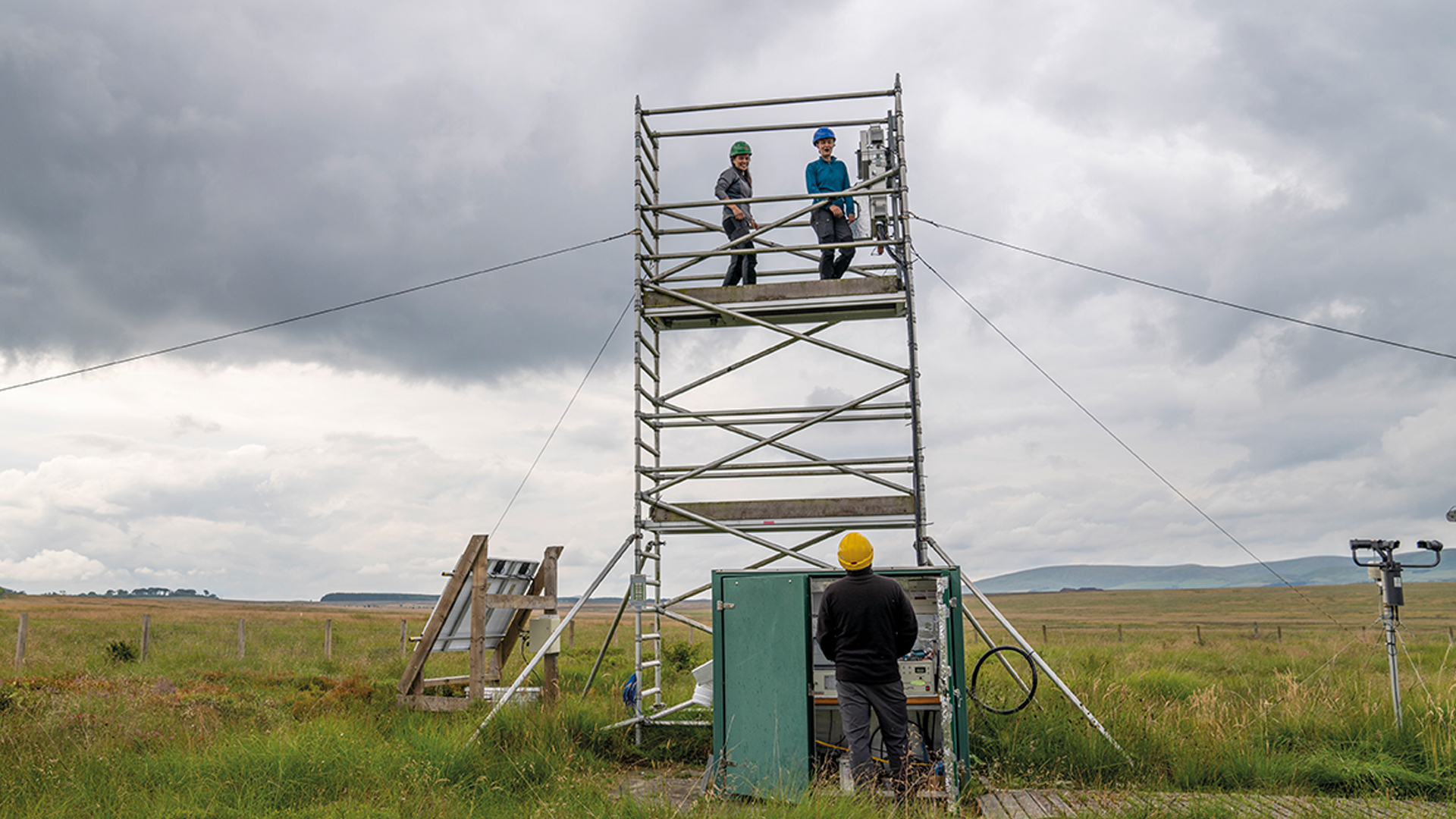 Karen Yeung, Sarah Leeson and Dr Matthew Jones at our Auchencorth Moss Atmospheric Observatory