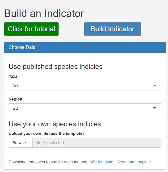 Screenshot of BRC Indicator interface