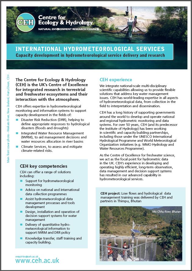 International Hydrometeorological Services UK Centre for Ecology & Hydrology