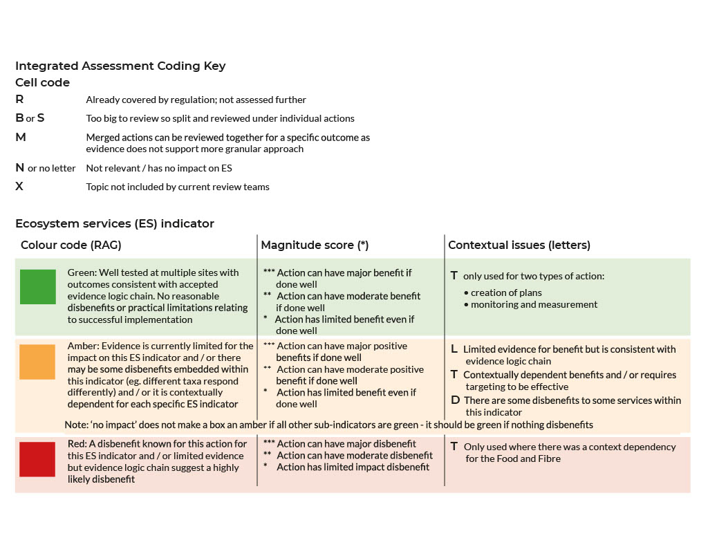 Infographic table explaining the IA scoring system