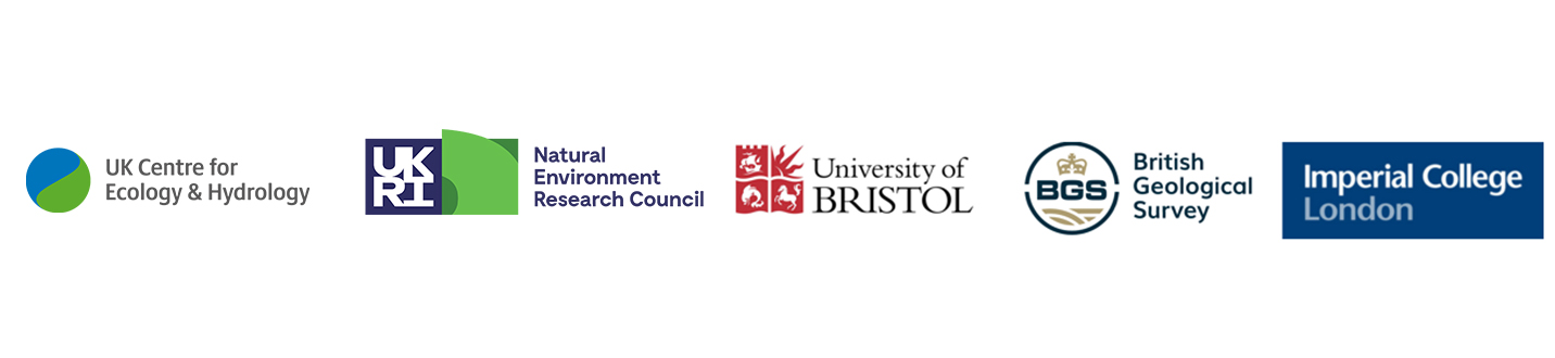 Logos of UKCEH, NERC, University of Bristol, British Geological Survey, Imperial College London
