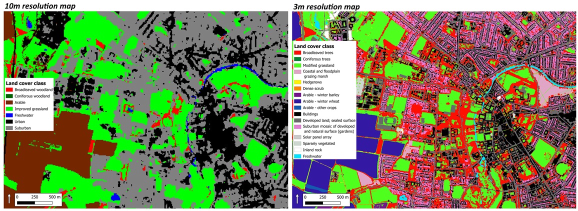 Comparison of 10m and 3m land cover maps.