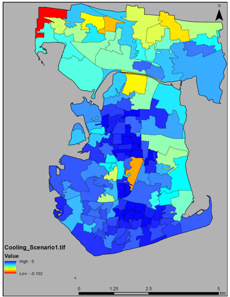 Map of Portsmouth indicating cooling
