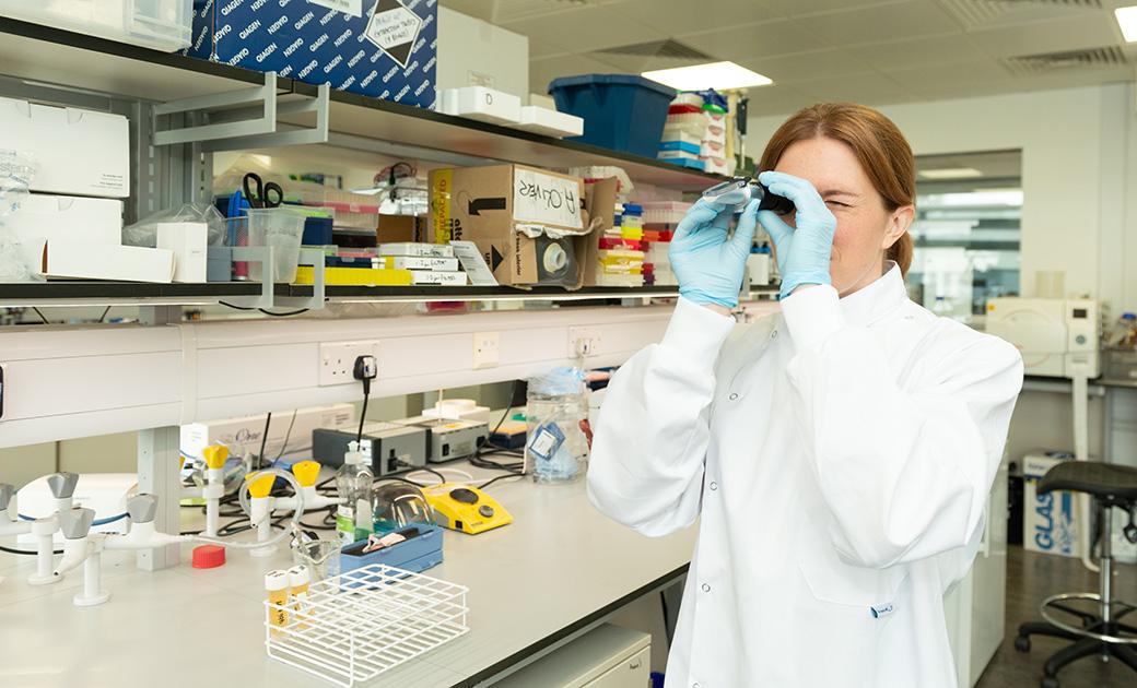 Joanna Savage, UKCEH, working on honey monitoring samples in our Wallingford laboratories