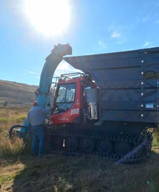 A harvest machine at work