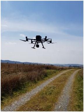 A large drone, just taking off