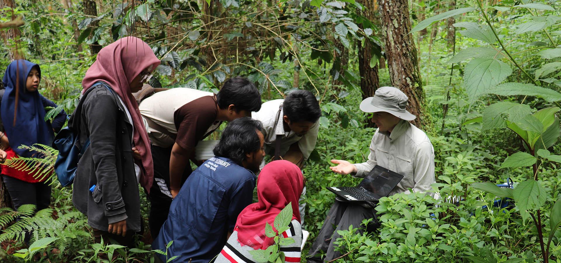 UB Forest Training on how to download the microclimate sensors onto a field laptop