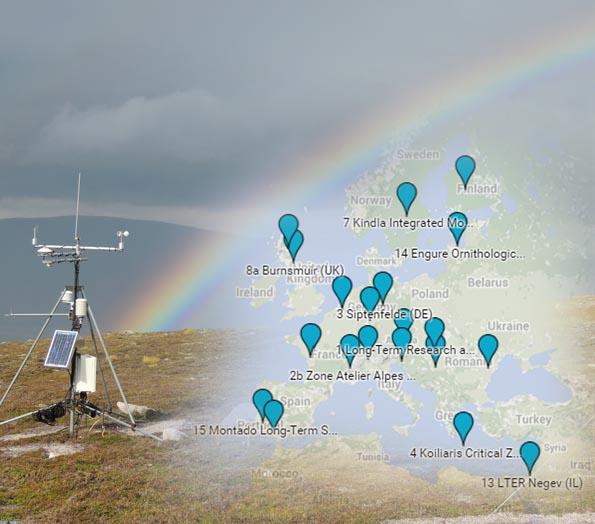 Map showing sites included in the eLTER H2020 Project Transnational Access scheme