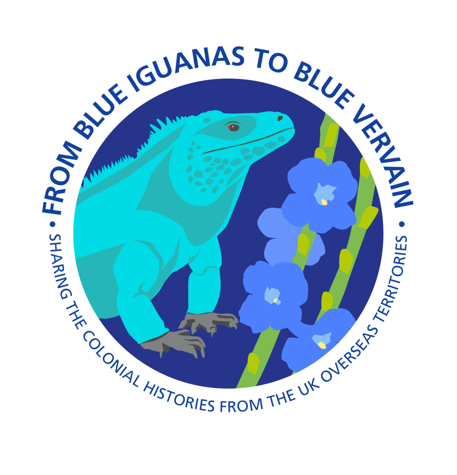 Logo for Hidden Histories project: From blue iguanas to blue vervain 