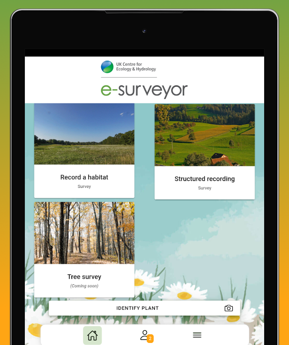 Screengrab showing 3 tasks available via e-surveyor app