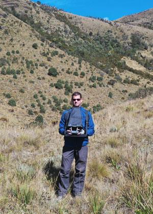 Charles preparing for a new drone survey flight