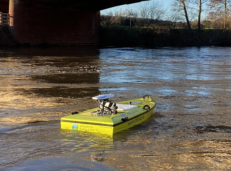 ARCboat, remote controlled boat, on a river