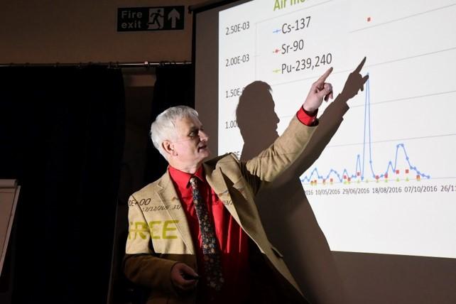 Professor Nick Beresford pointing at a presentation screen