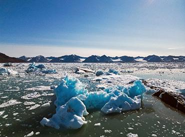 Icebergs in the Arctic photographed by drone