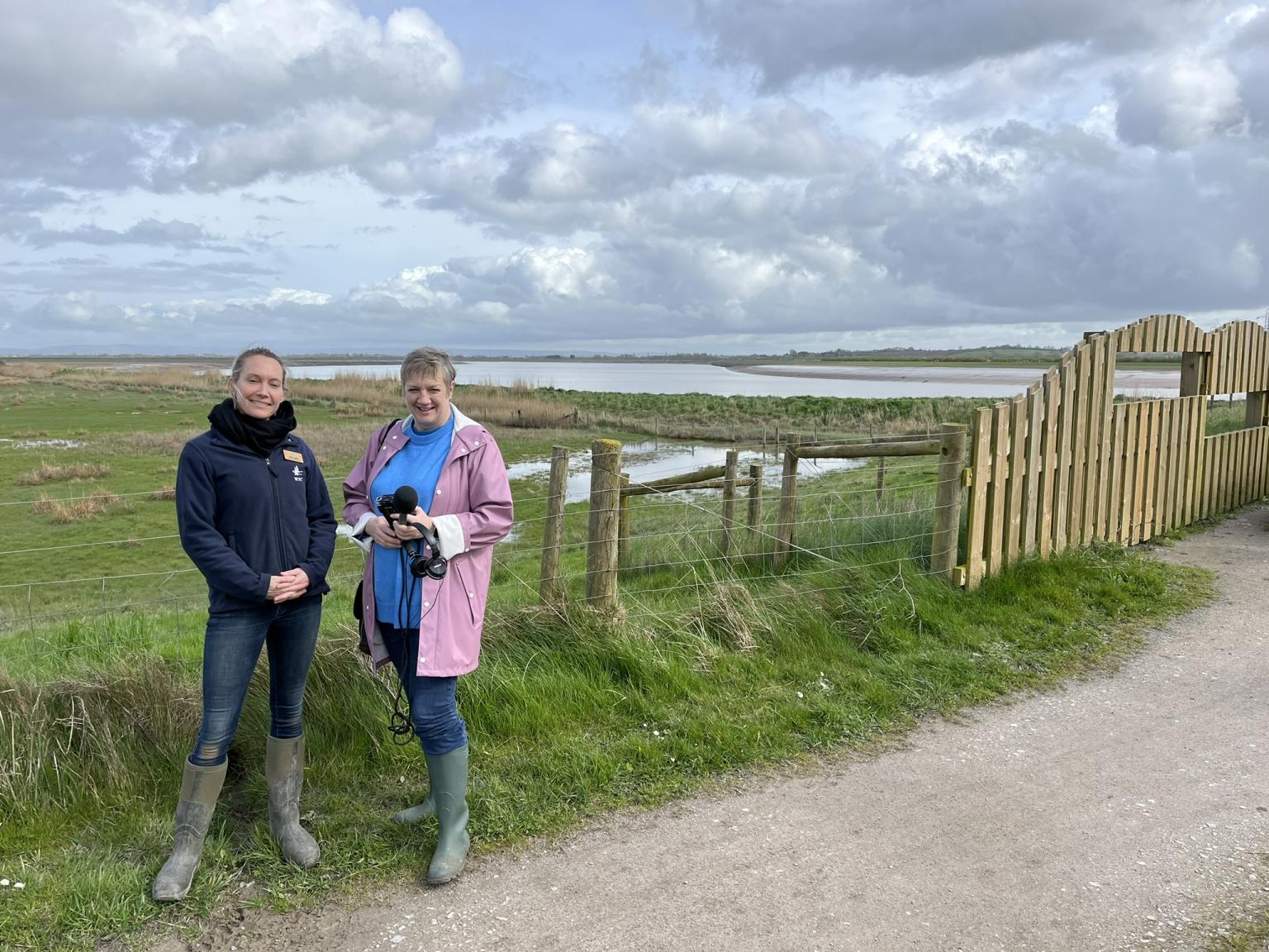 Sue Nelson and Alys Laver at WWT Steart Marshes