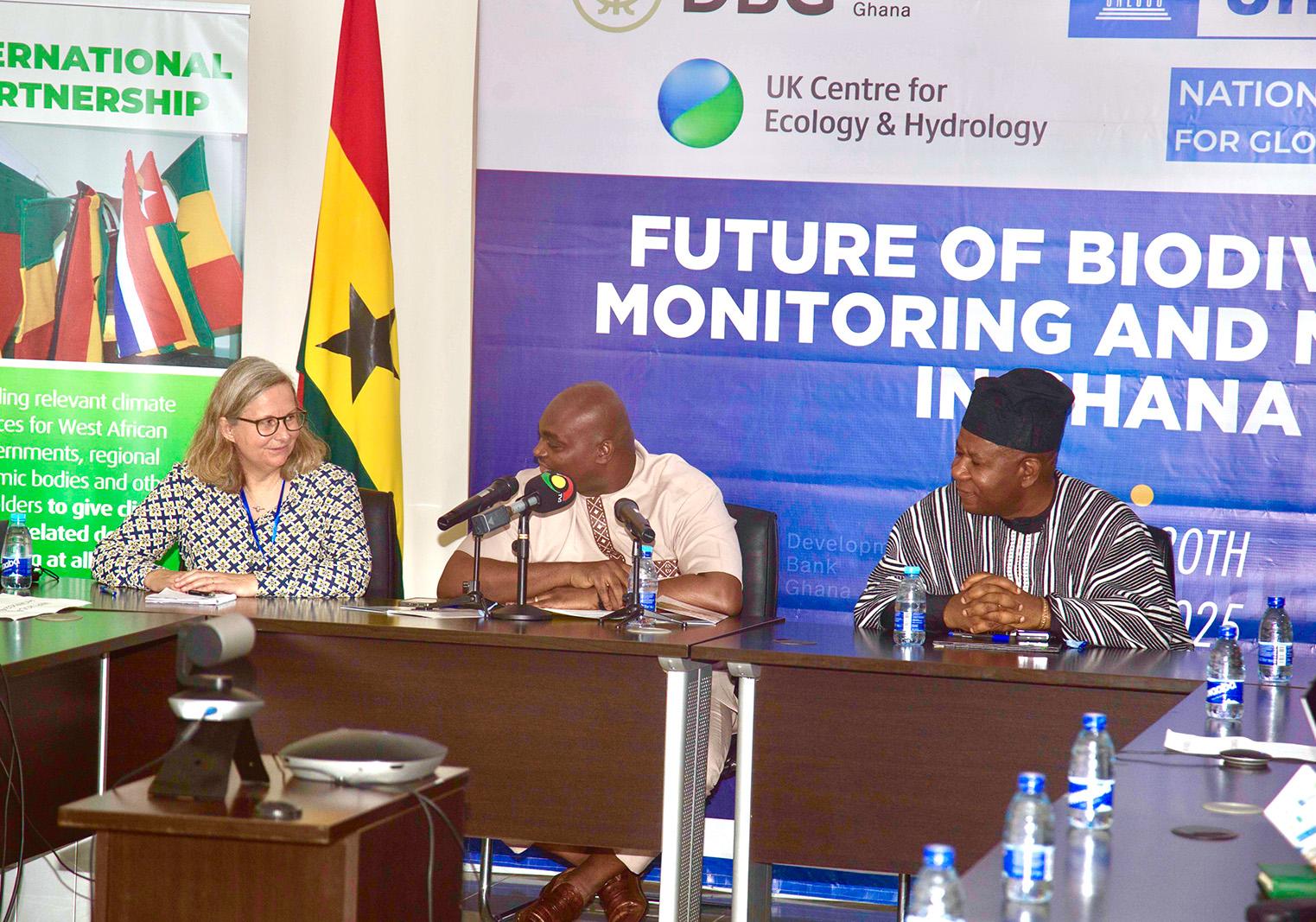 Three participants in the Ghana biodiversity monitoring workshop