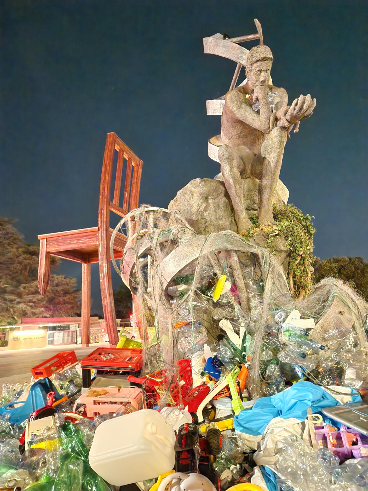 Plastics artwork outside the UN building in Geneva.