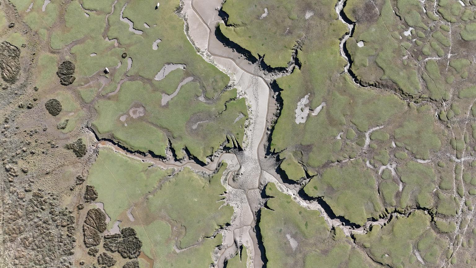 Aerial shot of a saltmarsh