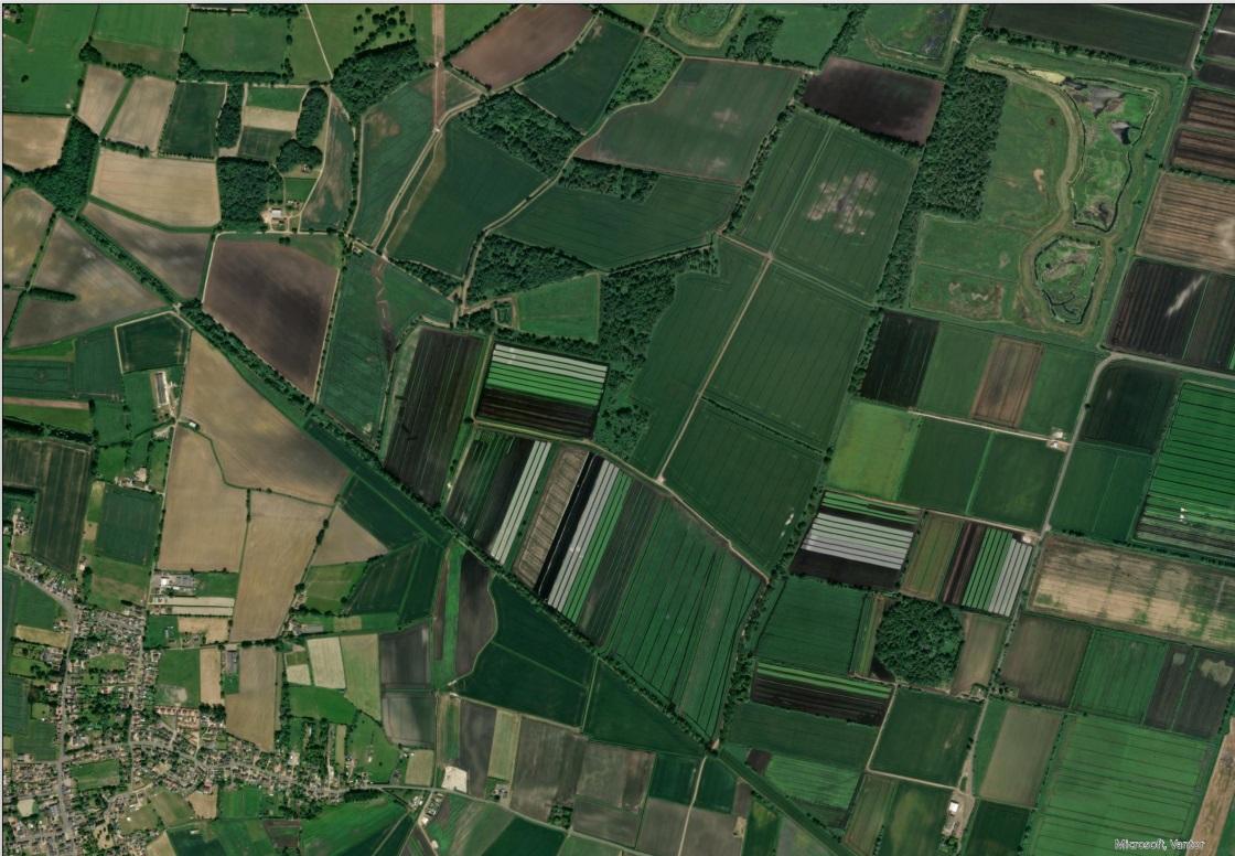 Aerial view Downham Market area now arable.