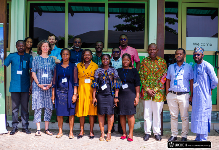 Large group of people outside UKCEH offices in Accra, Ghana