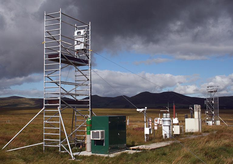 Landscape view of equipment at Auchencorth Moss monitoring site