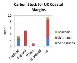 Graph of Carbon Stock for UK Coastal Margins