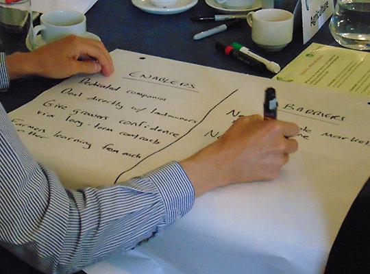 Writing a list of barriers and enablers