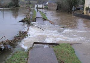 December 2012 flooding and damage, Exbridge, Devon. Photo: Heather Lowther 