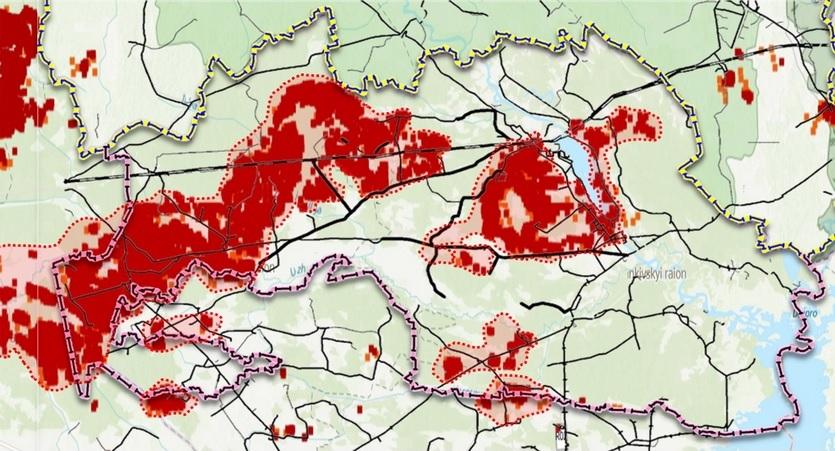Areas of the CEZ burnt up until 22 April 2020 - map: Sergey Gashchak