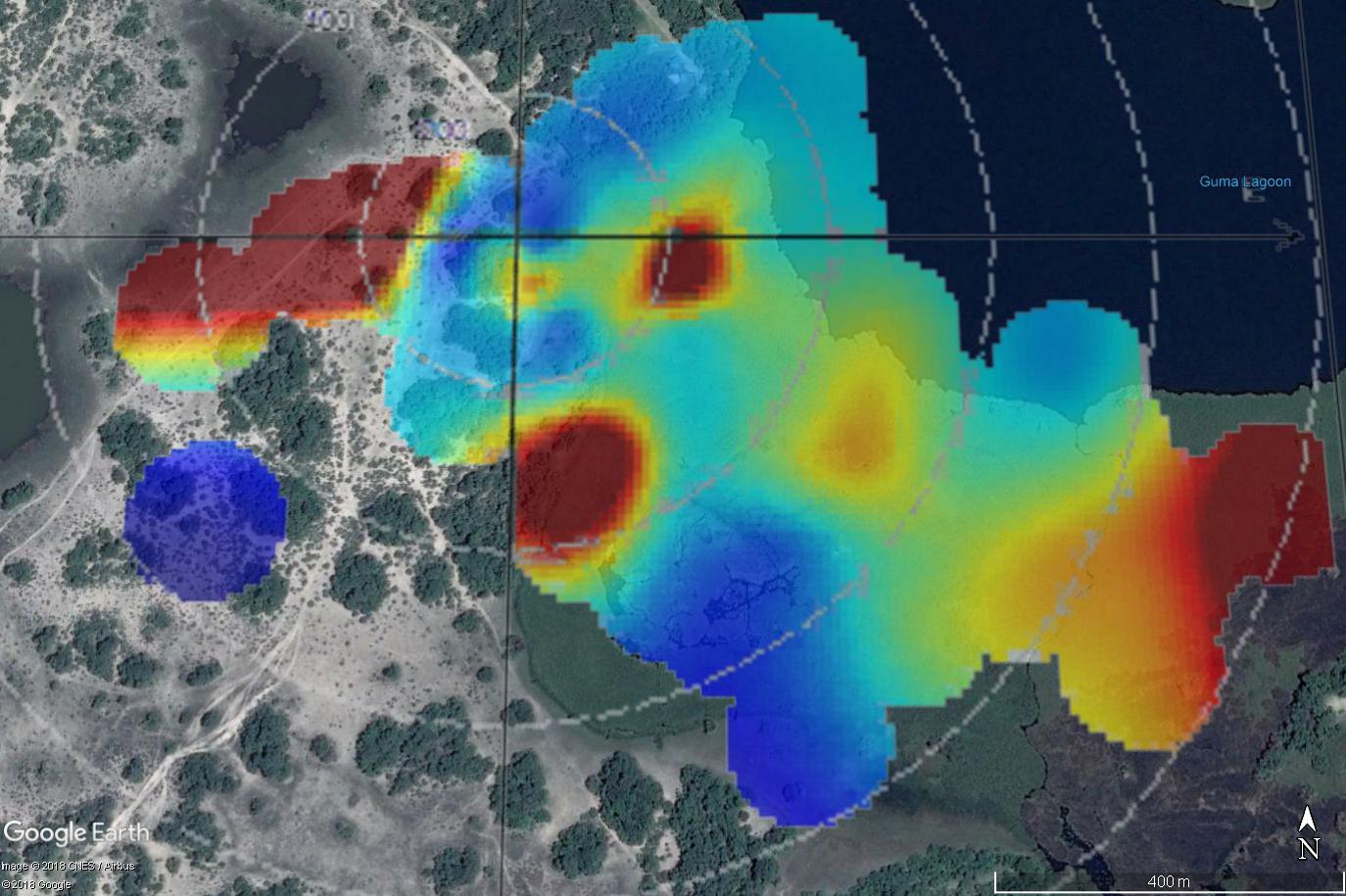 Methane emission hotspots at Guma lagoon