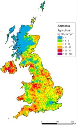 UK ammonia emissions map
