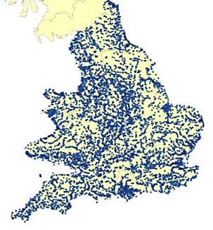 Map showing location of macroinvertebrate long-term monitoring sites in England and Wales