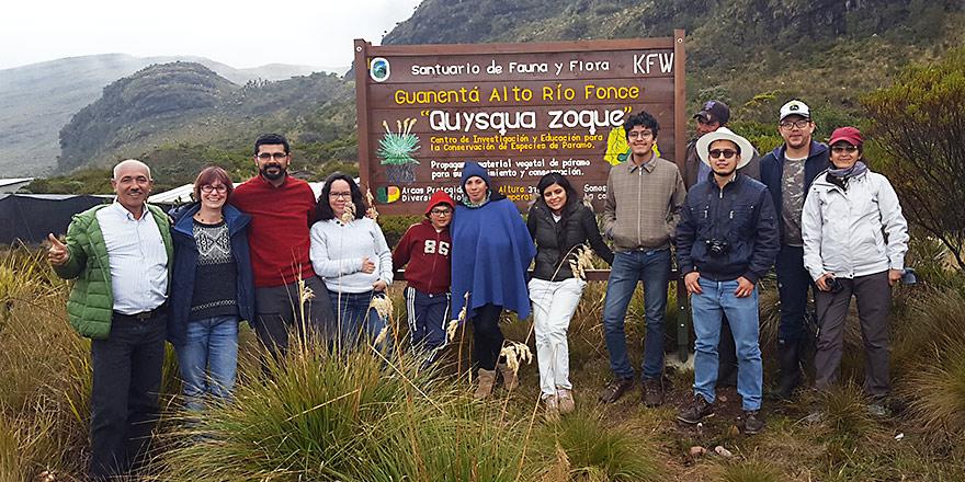 People standing on a mountain side in Colombia