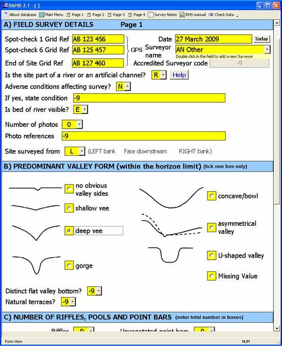 RAPID 2.1 data entry system - page 1