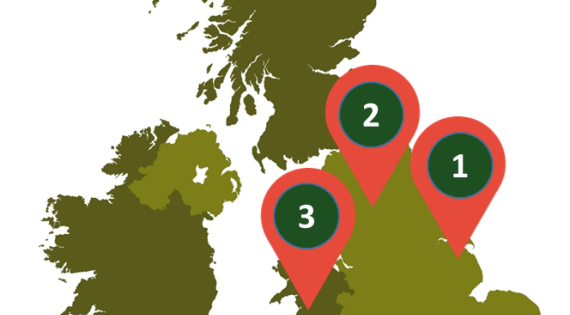 Map of the UK showing field locations