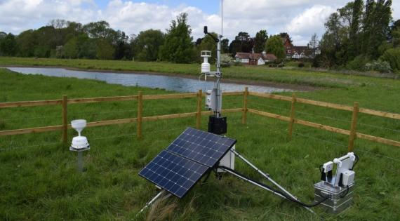 Biodiversity monitoring station in a field