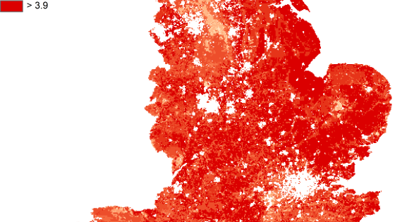 Map of mean estimates of soil bacterial diversity in topsoil