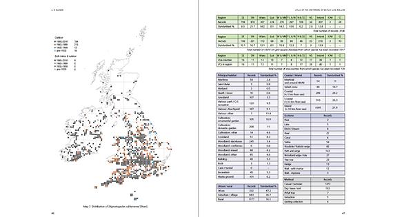 2-page spread from centipedes atlas showing a distribution map